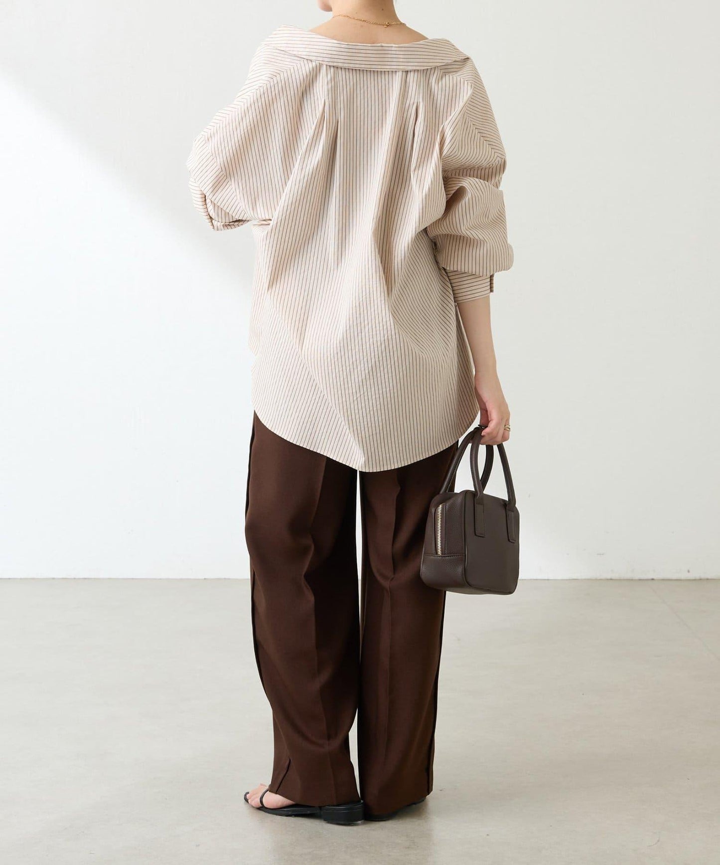 【復古/修飾腿部線條】羊毛感折褶褲/卡塞特服