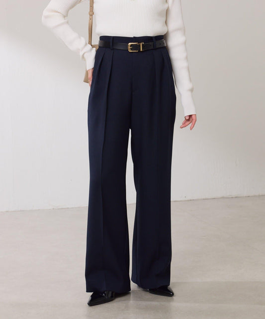 【復古/修飾腿部線條】羊毛感折褶褲/卡塞特服