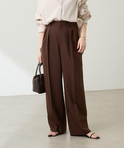 【復古/修飾腿部線條】羊毛感折褶褲/卡塞特服