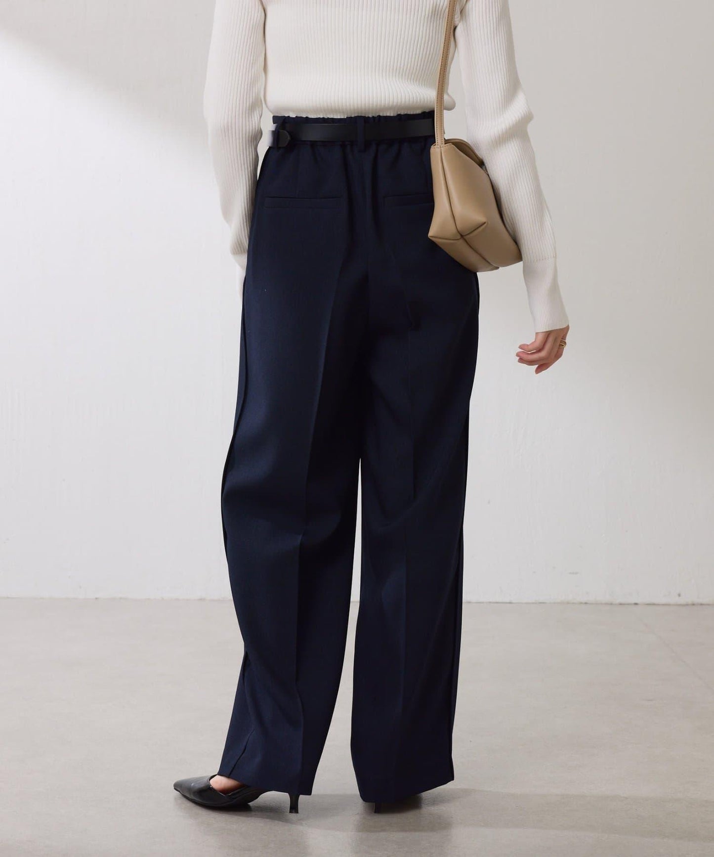 【復古/修飾腿部線條】羊毛感折褶褲/卡塞特服