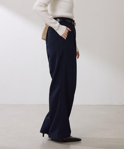 【復古/修飾腿部線條】羊毛感折褶褲/卡塞特服