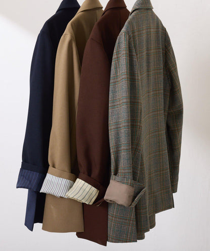 【復古款商品】羊毛仿製雙排扣夾克/卡帶服