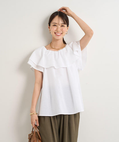 《棉100%・優雅露膚◎》露肩荷葉邊襯衫