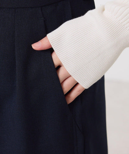 【復古/修飾腿部線條】羊毛感折褶褲/卡塞特服