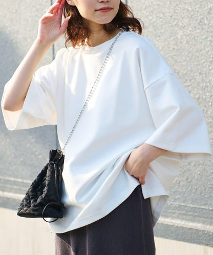 【男女通用】平紋高計數側開叉寬鬆T恤