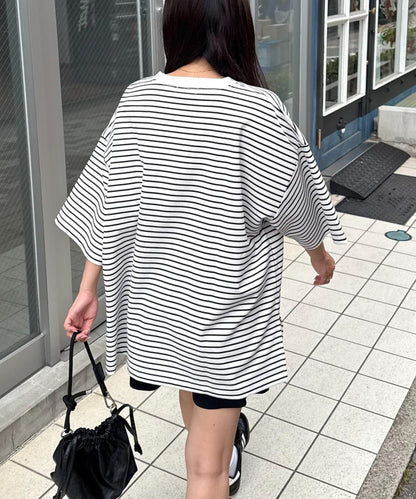 【男女通用】平紋高計數側開叉寬鬆T恤