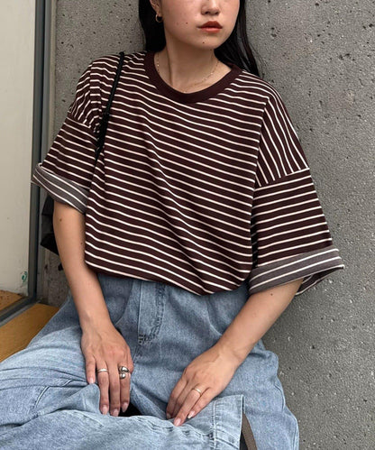 【男女通用】平紋高計數側開叉寬鬆T恤