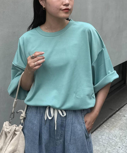 【男女通用】平紋高計數側開叉寬鬆T恤