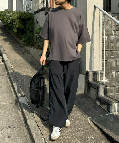 【男女通用】平紋高計數側開叉寬鬆T恤