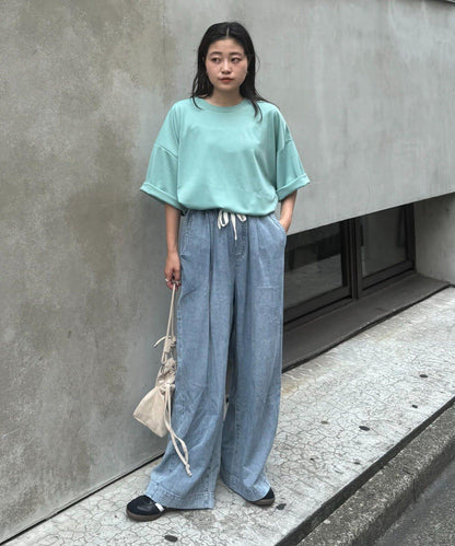 【男女通用】平紋高計數側開叉寬鬆T恤