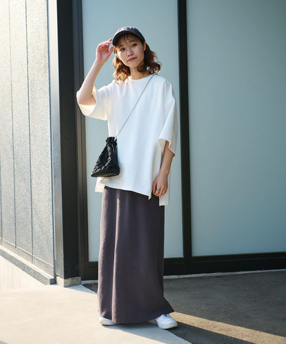 【男女通用】平紋高計數側開叉寬鬆T恤