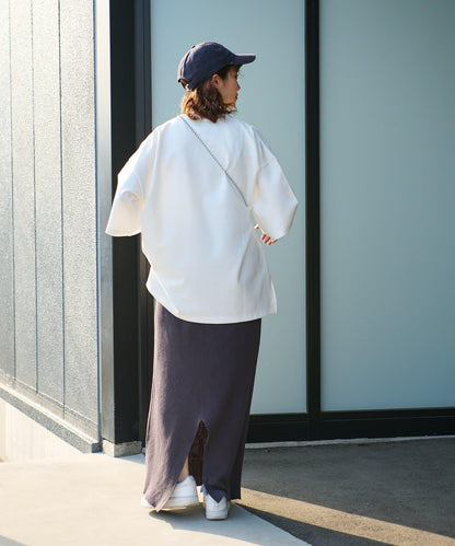 【男女通用】平紋高計數側開叉寬鬆T恤