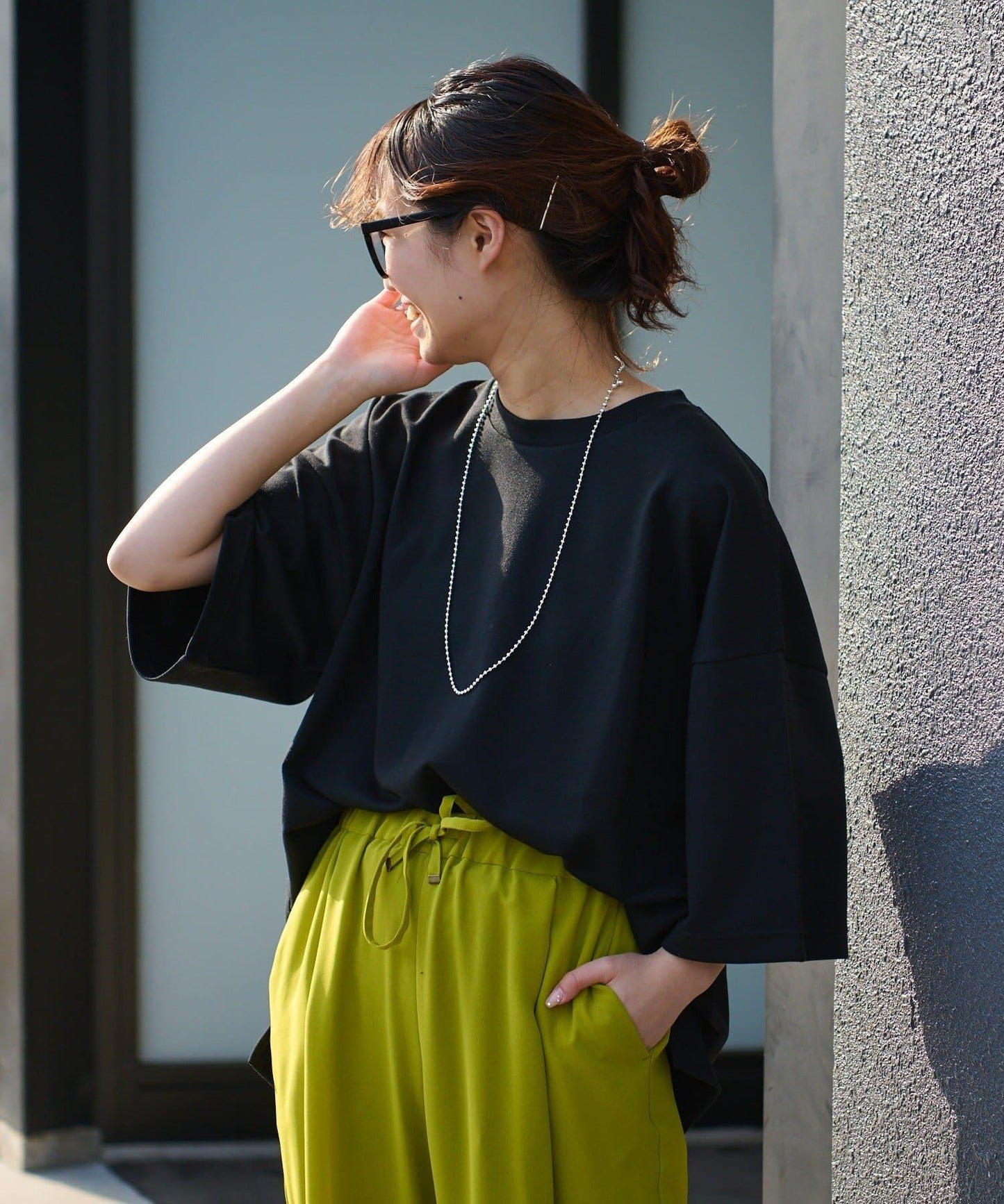 【男女通用】平紋高計數側開叉寬鬆T恤