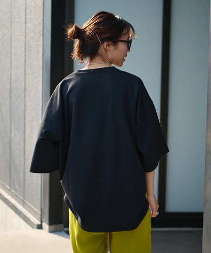 【男女通用】平紋高計數側開叉寬鬆T恤