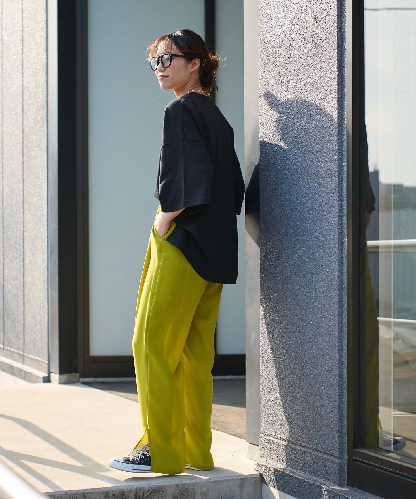 【男女通用】平紋高計數側開叉寬鬆T恤