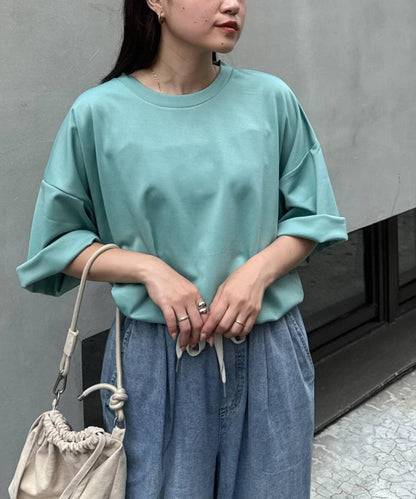 【男女通用】平紋高計數側開叉寬鬆T恤