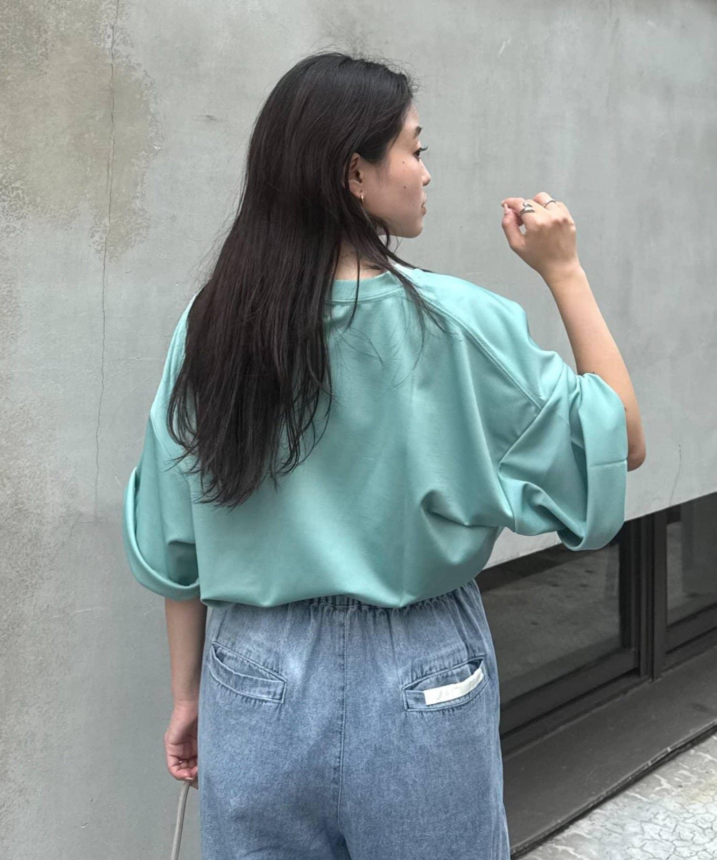 【男女通用】平紋高計數側開叉寬鬆T恤