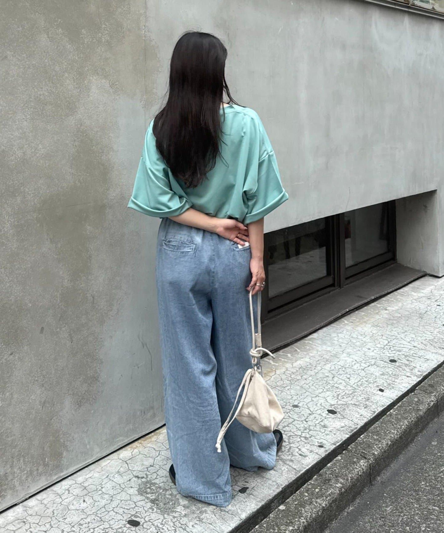 【男女通用】平紋高計數側開叉寬鬆T恤