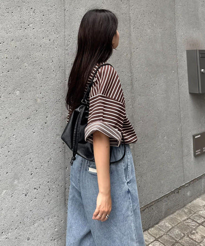 【男女通用】平紋高計數側開叉寬鬆T恤