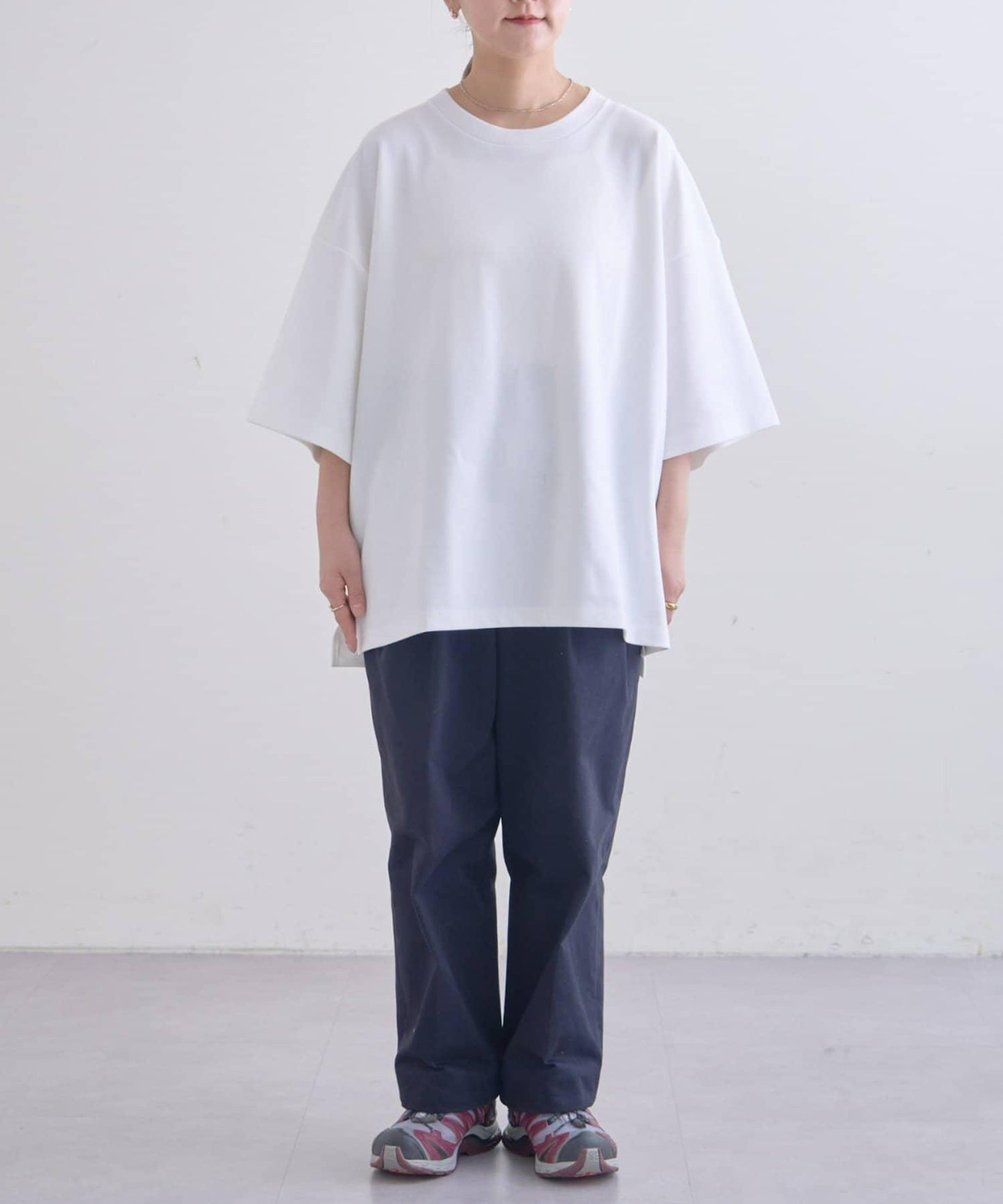 【男女通用】平紋高計數側開叉寬鬆T恤