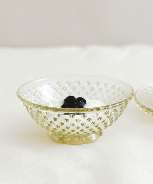 廣田硝子 雨滴紋小碗 琥珀色