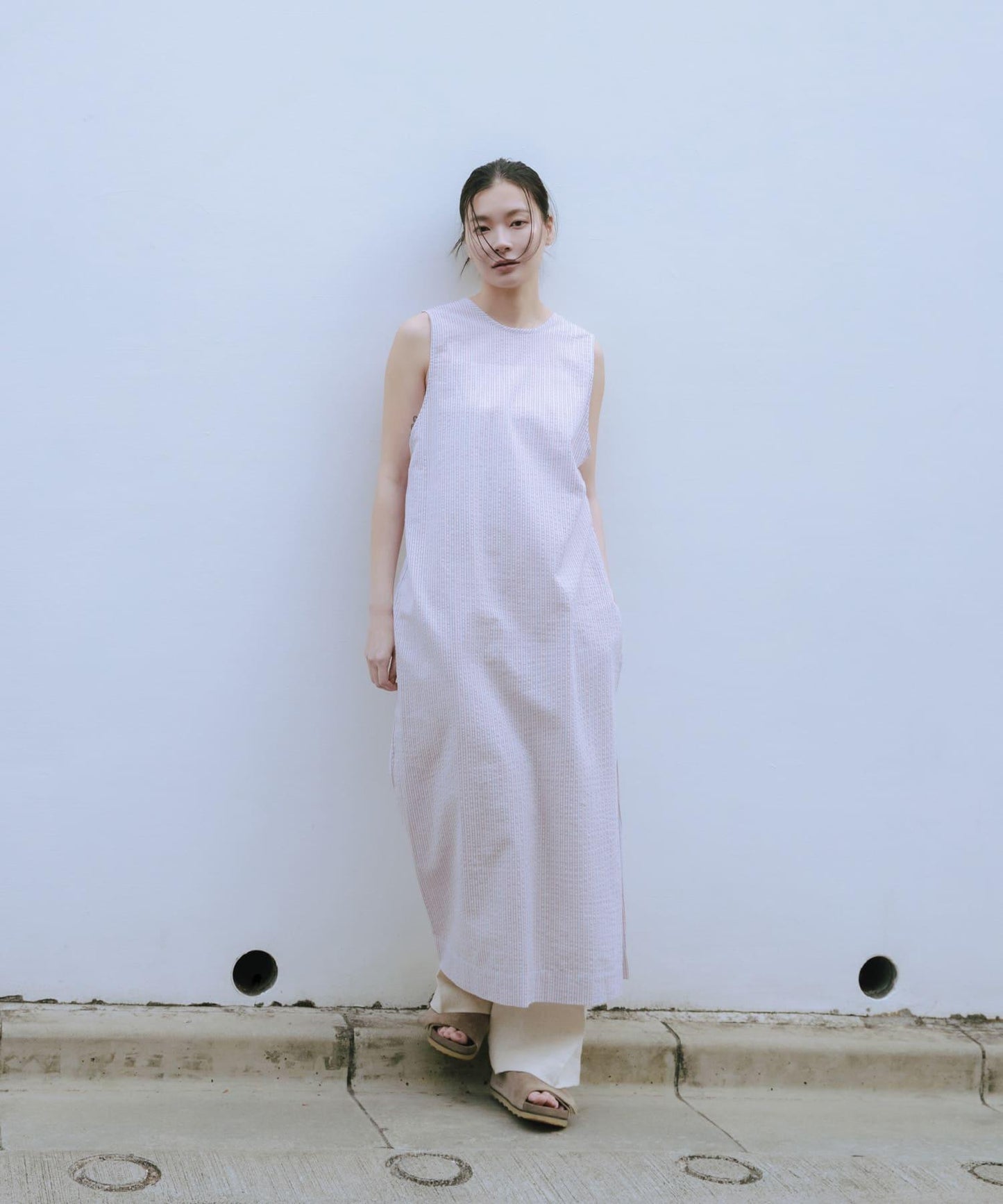 new basic 印度棉條紋連衣裙