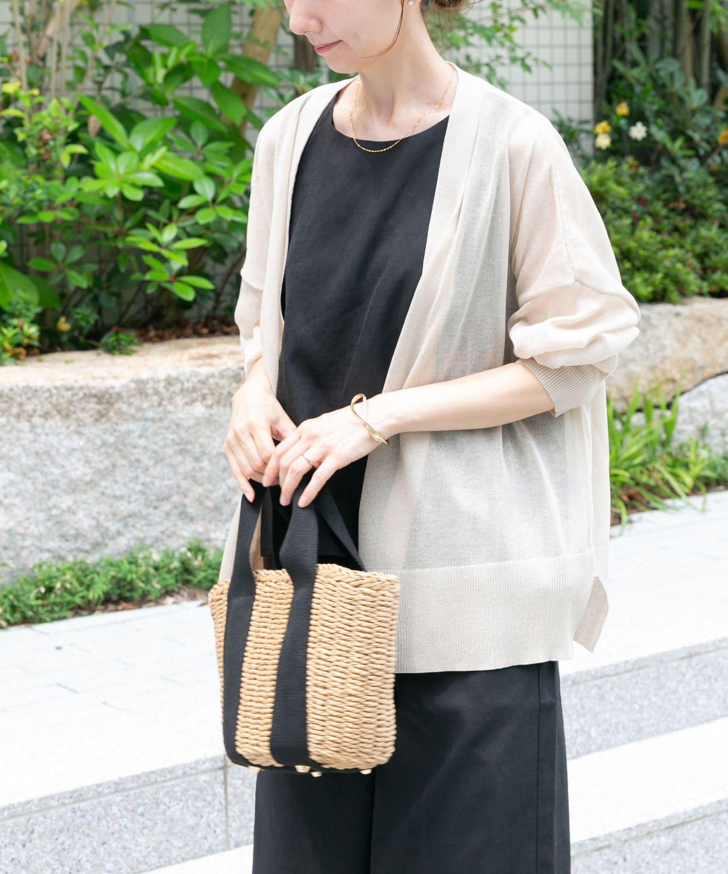 透視V領針織開衫