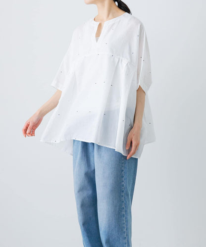 波點刺繡寬鬆套頭衫
