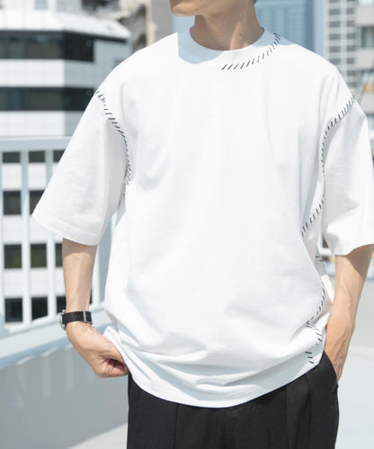 毯邊縫圓領T恤