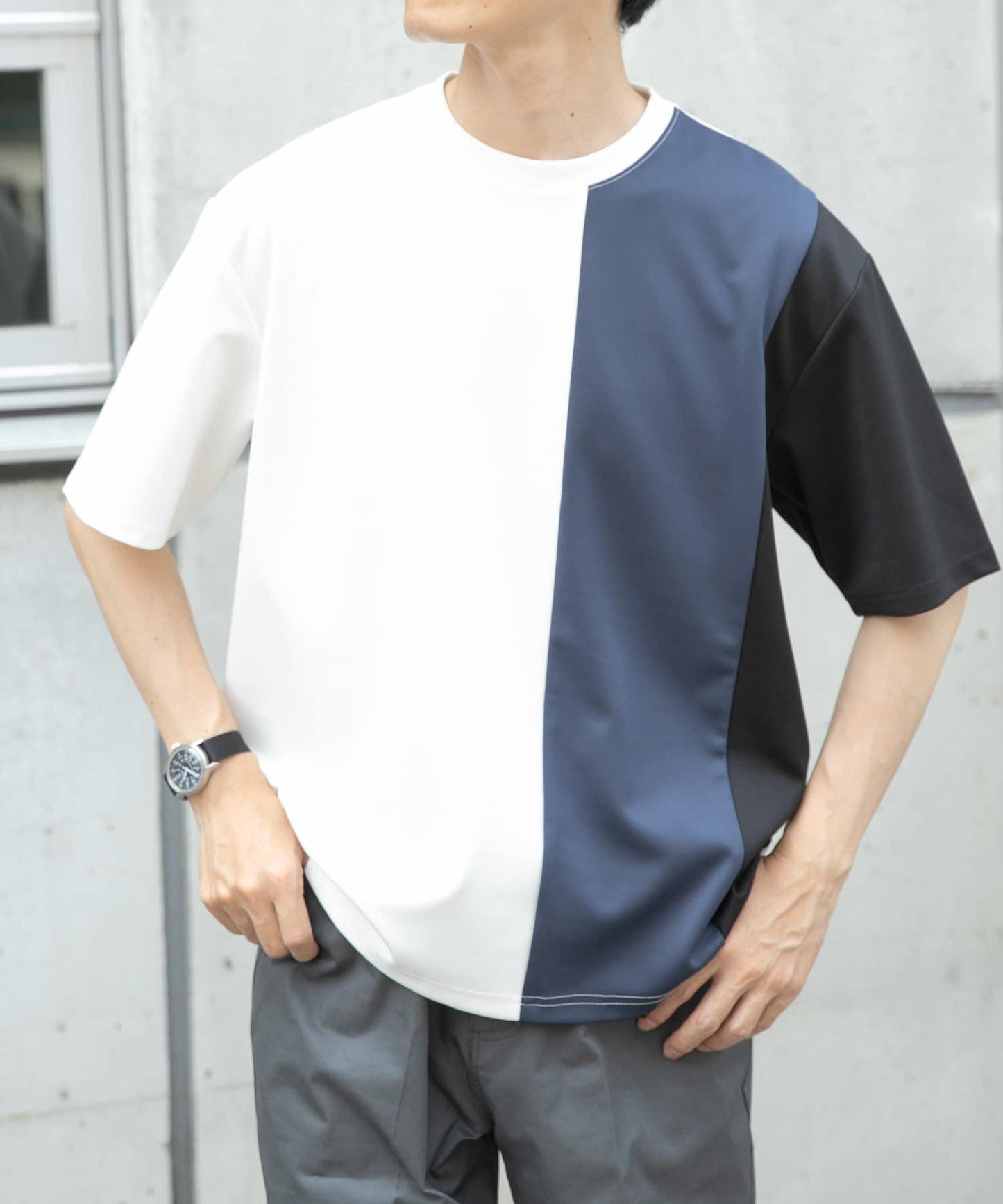 拼接設計短袖上衣