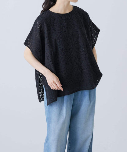 棉質蕾絲斗篷套頭衫