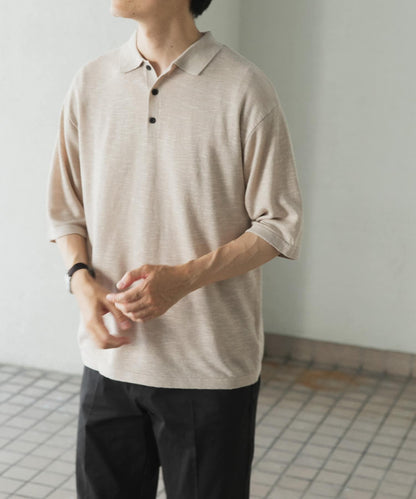人造絲亞麻短袖針織POLO衫