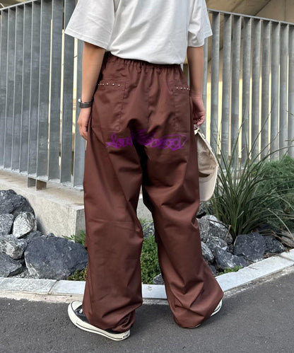 【SG】雙層膝部鉚釘傘布褲