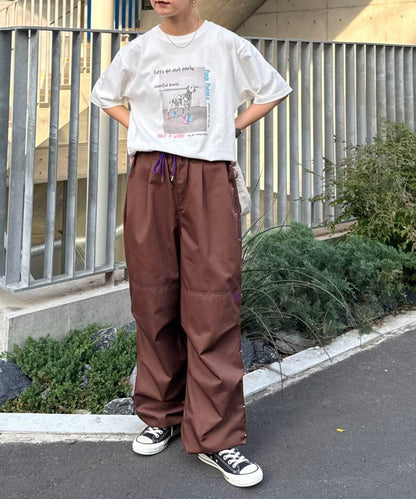 【SG】雙層膝部鉚釘傘布褲