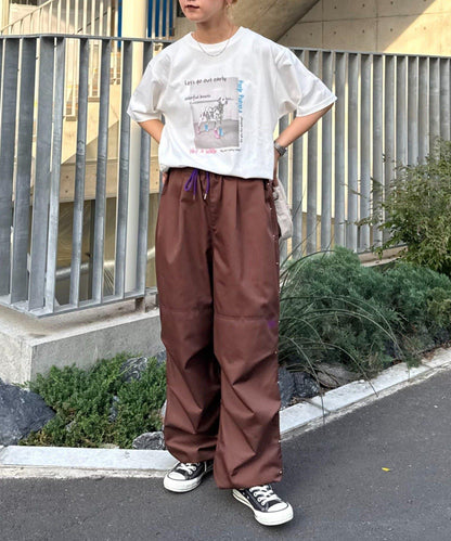 【SG】雙層膝部鉚釘傘布褲