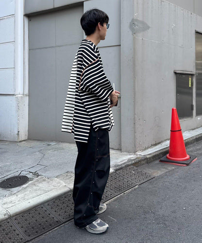 【SG】雙層膝部鉚釘傘布褲