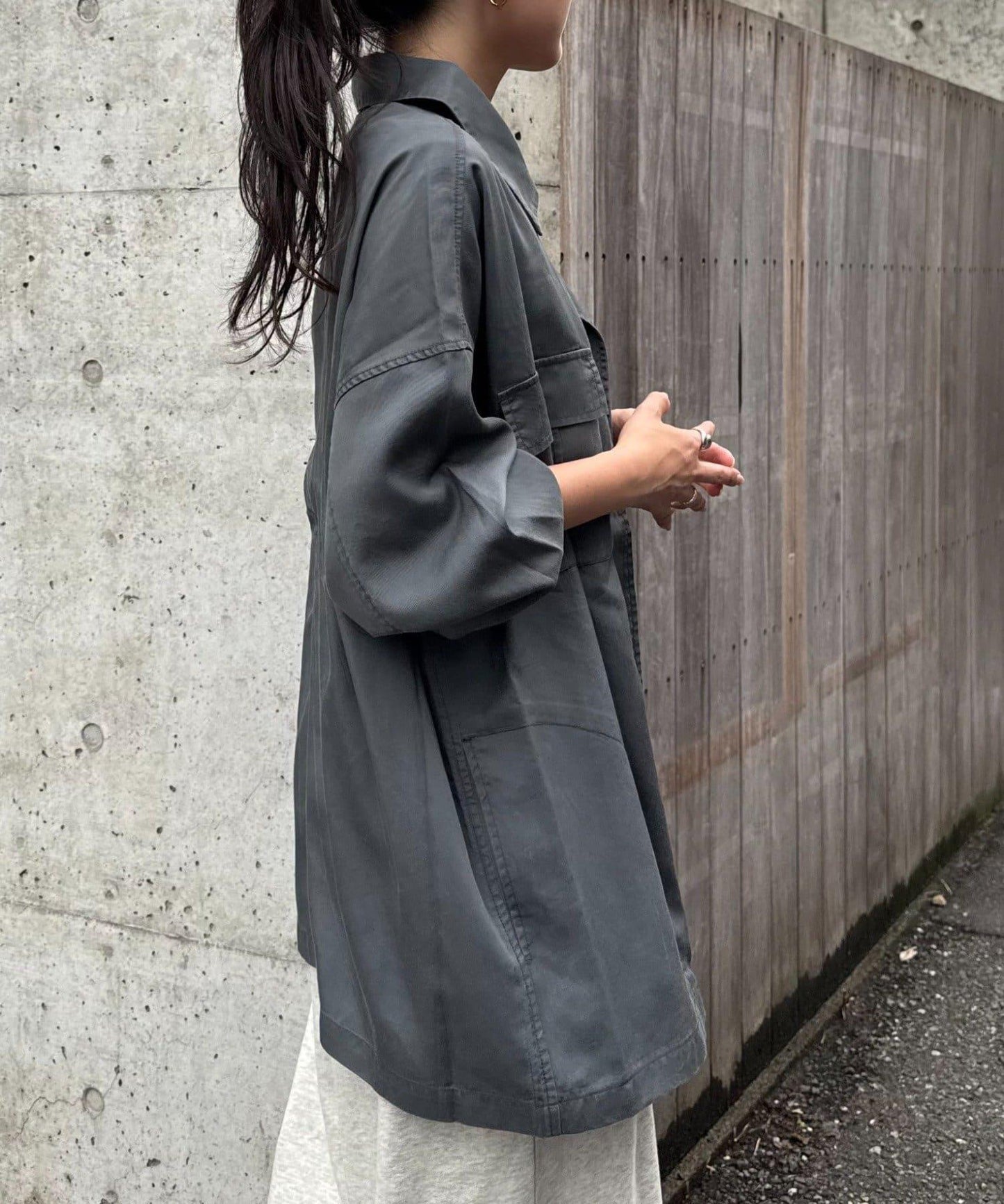 清涼天絲長袖襯衫