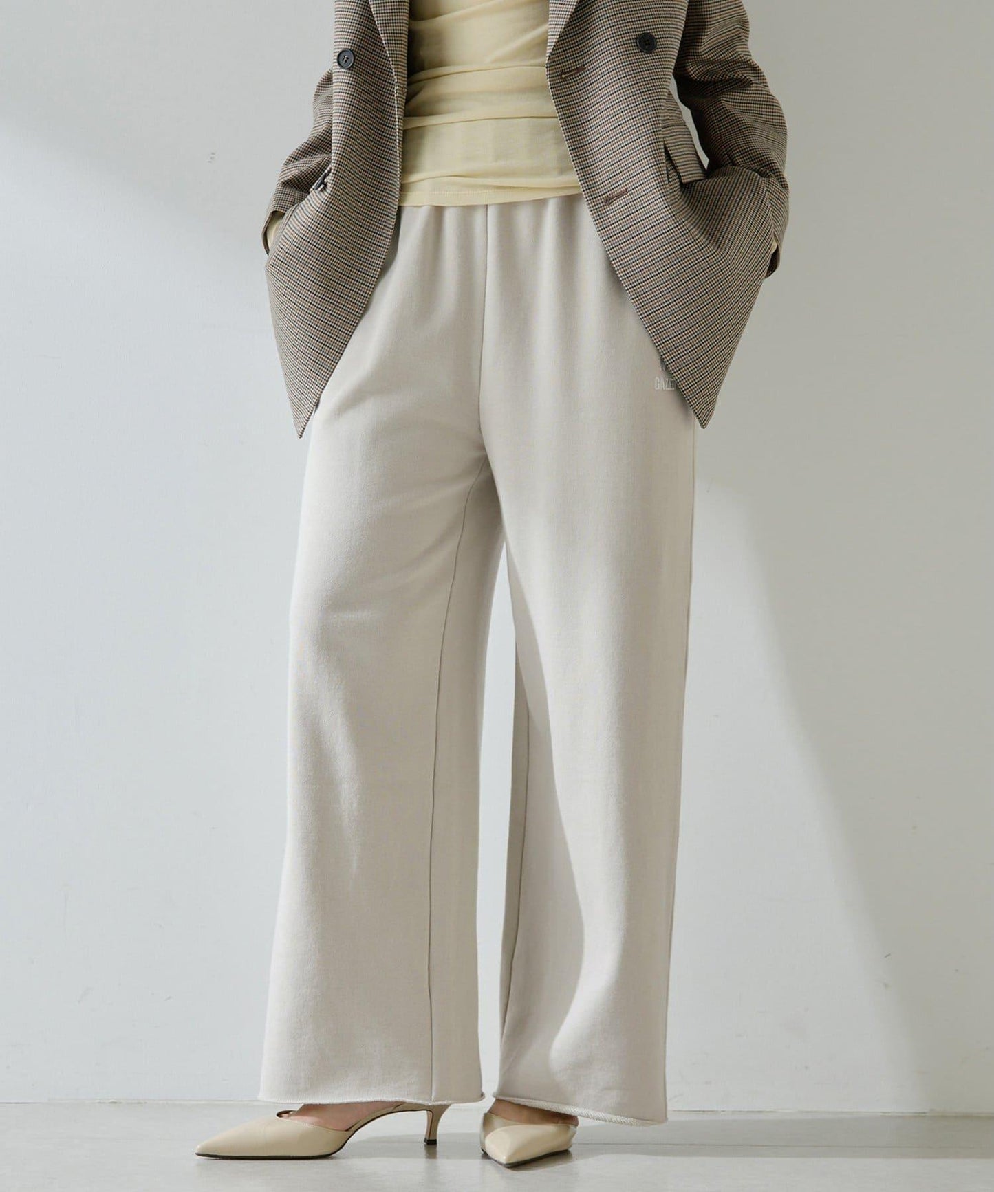 標誌後毛呢寬鬆褲