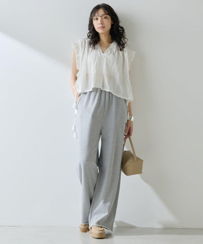 標誌後毛呢寬鬆褲