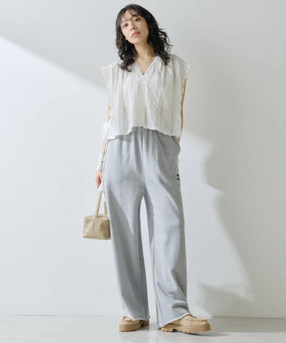 標誌後毛呢寬鬆褲