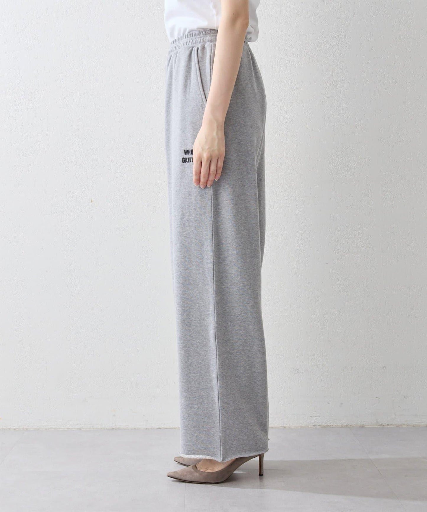 標誌後毛呢寬鬆褲