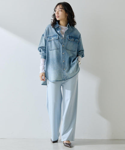 標誌後毛呢寬鬆褲