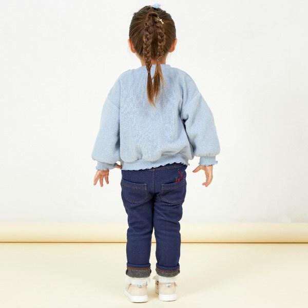 KP牛仔針織內加絨長褲（80～90）