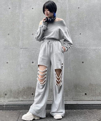 破洞衛褲【韓國時尚】