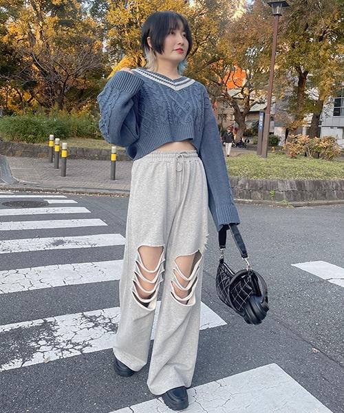 破洞衛褲【韓國時尚】