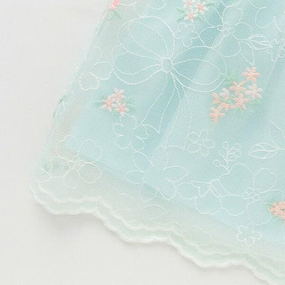 花卉刺繡網紗蕾絲連衣裙