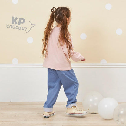 KP coucou 裾部蝴蝶結牛仔風長褲（80～140）