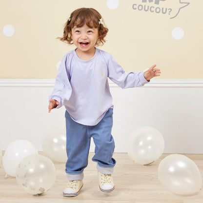 KP coucou 裾部蝴蝶結牛仔風長褲（80～140）