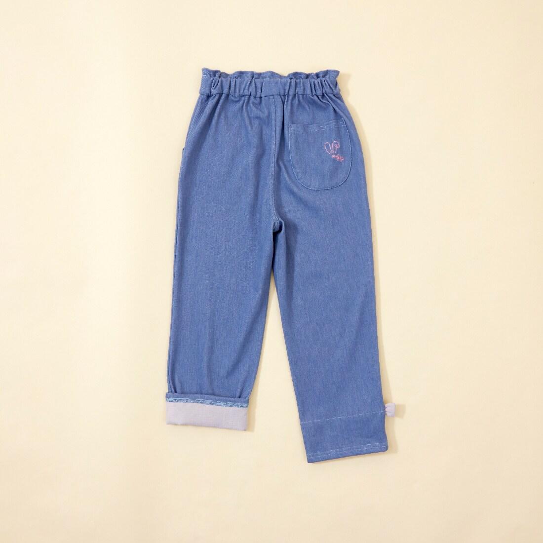 KP coucou 裾部蝴蝶結牛仔風長褲（80～140）