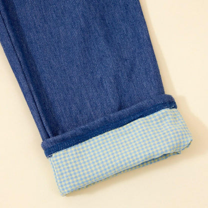 KP coucou 裾部蝴蝶結牛仔風長褲（80～140）